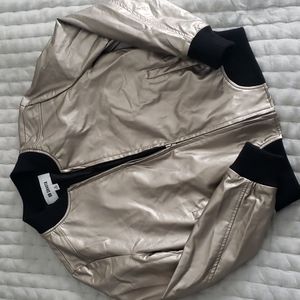 BB Dakota Gavin Vegan Leather Gold Metallic Bomber Jacket Size small